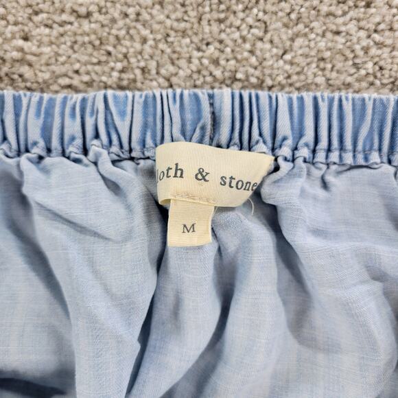 Cloth & Stone Chambray Shift Dress Womens M Blue Tencel Off Shoulder Lightweight - Picture 2 of 11